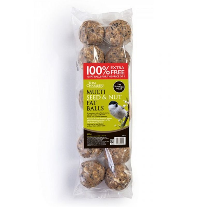 Tom Chambers Multi Seed & Nut Fat Balls Bird Food - 10 Pack - BFB513